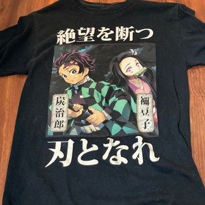 black, anime, “demon slayer” anime shirt, size small